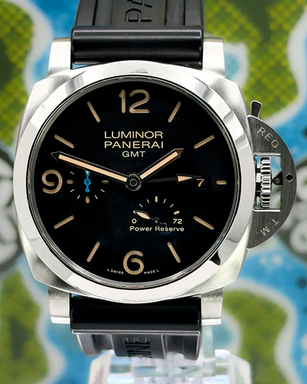 2018 Panerai Luminor 1950 3 Days GMT 44MM Black Dial Rubber Strap (PAM01321)