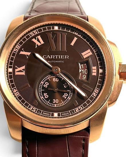 Cartier Calibre de Cartier 42MM Brown Dial Leather Strap  (W7100007)