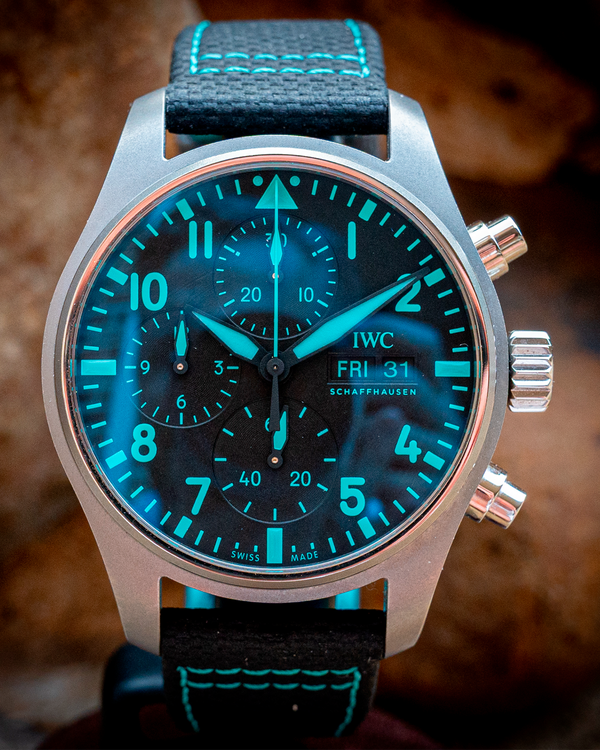 2024 IWC Schaffhausen Pilot Chronograph "Mercedes AMG Petronas F1" 41MM Black Dial Textile Strap (IW388108)