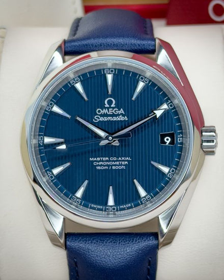 No Reserve - 2023 Omega Seamaster Aqua Terra 150M 38.5MM Blue Dial Leather Strap (231.13.39.21.03.001)