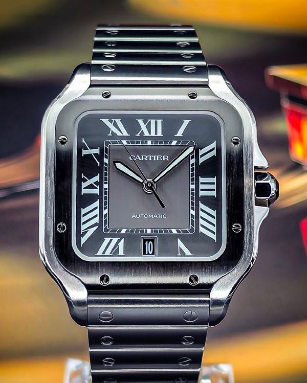 2024 Cartier Santos De Cartier Large 39.8MM Anthracite Dial Steel Bracelet (WSSA0037)
