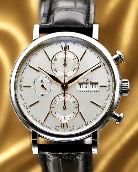 2023 IWC Schaffhausen Portofino Chronograph 42MM Silver Dial Leather Strap (IW391031)