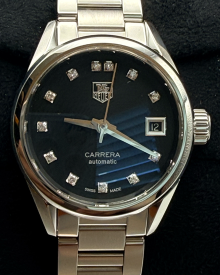 2025 Tag Heuer Carrera 28MM Black Dial Steel Bracelet (WAR2413.BA0776)