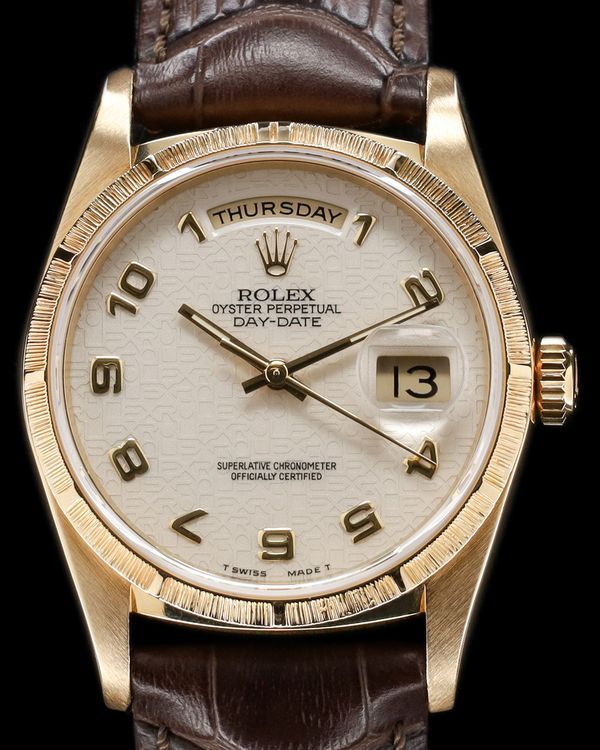 1995 Rolex Day-Date 36MM White Dial Aftermarket Leather Strap (18248)
