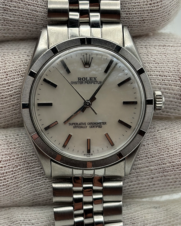 No Reserve - 1986 Rolex Oyster Perpetual 34MM Mother of Pearl Dial Jubilee Bracelet (1007)