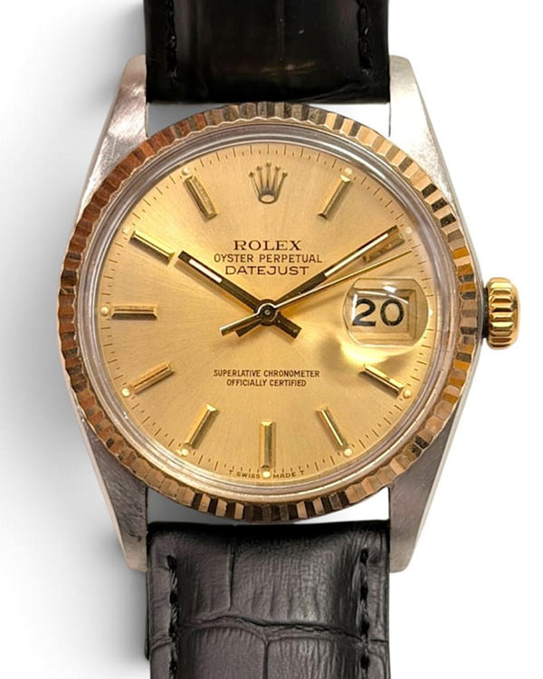 Rolex Datejust 36MM Champagne Dial Leather Strap (16013)