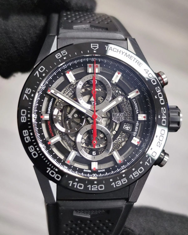 2018 TAG Heuer Carrera Calibre Heuer 01 Steel Skeleton Dial Rubber Strap (CAR2A1Z.FT6044)