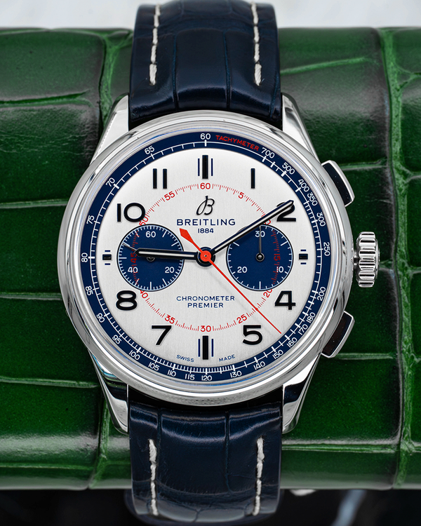 2022 Breitling Premier B01 Chronograph Bentley Mulliner L. E. 42MM Silver Dial Leather Strap (AB0118A71G1P1)