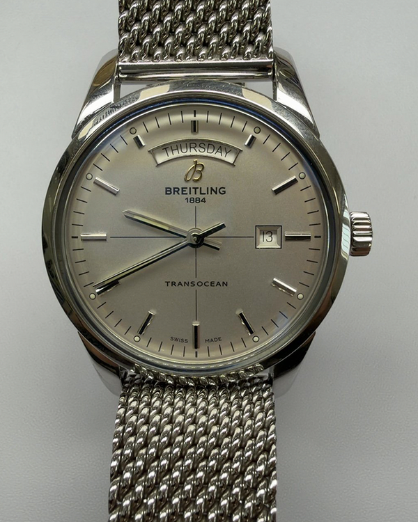 2020 Breitling Transocean Day & Date 43MM Silver Dial Steel Bracelet (A45310)