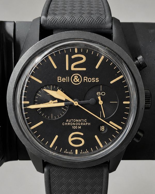 No Reserve - Bell & Ross BR 126 Heritage 41MM Black Dial Rubber Strap (BR126-94-SC)