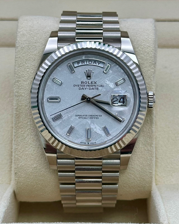 2024 Rolex Day-Date 40MM Meteorite Dial White Gold President Bracelet (228239)