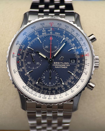 No Reserve - 2022 Breitling Navitimer 1 Chronograph 41MM Blue Dial Steel Bracelet (A13324)