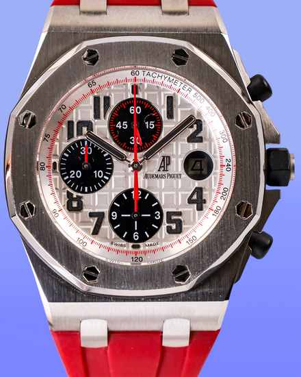 No Reserve - Audemars Piguet Royal Oak Offshore 42MM White Dial Aftermarket Rubber Strap (26170ST.OO.D101CR.02)