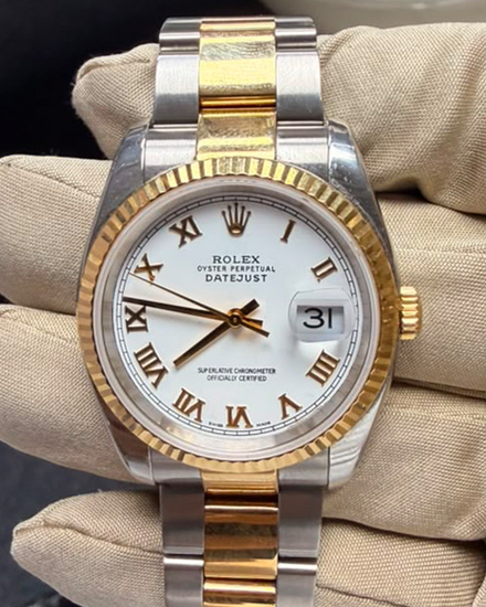 2005 Rolex Datejust 36MM White Dial Two-Tone Oyster Bracelet (116233)