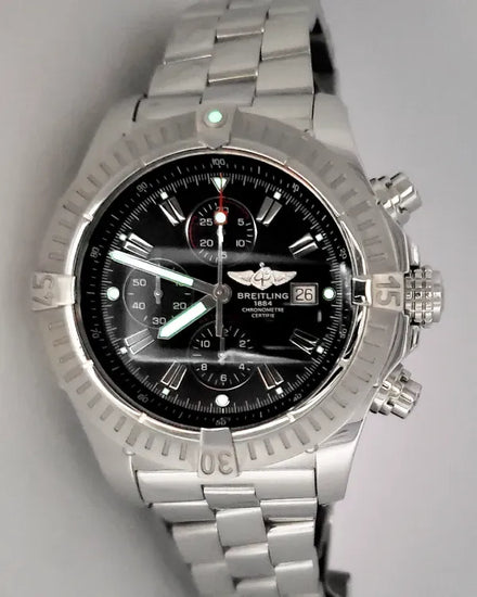 2012 Breitling Super Avenger 48MM Black Dial Steel Bracelet (A13370)
