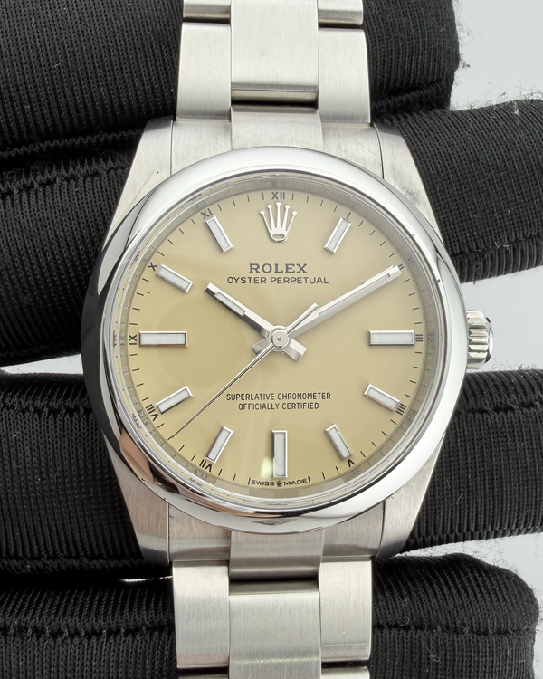 Rolex Oyster Perpetual 34MM Beige Dial Oyster Bracelet (124200)