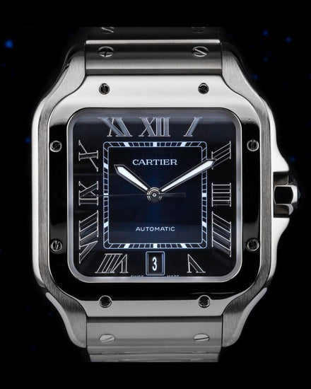 2022 Cartier Santos De Cartier 39.8MM Blue Dial Steel Bracelet (WSSA0030)