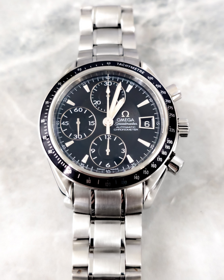 No Reserve - 2008 Omega Speedmaster Date 40MM Black Dial Steel Bracelet (3210.50.00)