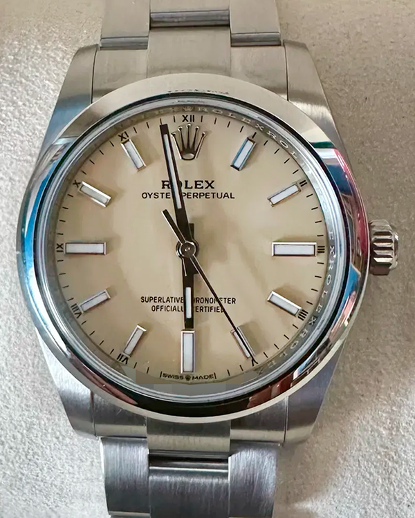2025 Rolex Oyster Perpetual 34MM Beige Dial Oyster Bracelet (124200)