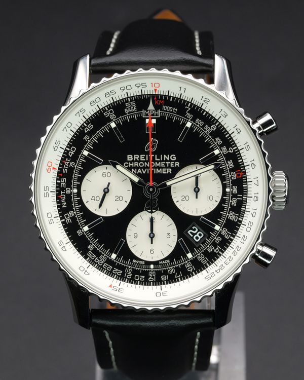2021 Breitling Navitimer B01 Chronograph 43MM Black Dial Aftermarket Leather Strap (AB0121211B1P1)