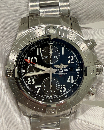 2023  Breitling Avenger Chronograph GMT 45MM Black Dial Steel Bracelet (A24315)