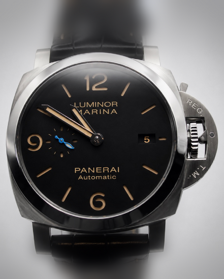 2017 Panerai Luminor Marina 1950 3 Days 44MM Black Dial Leather Strap (PAM01312)