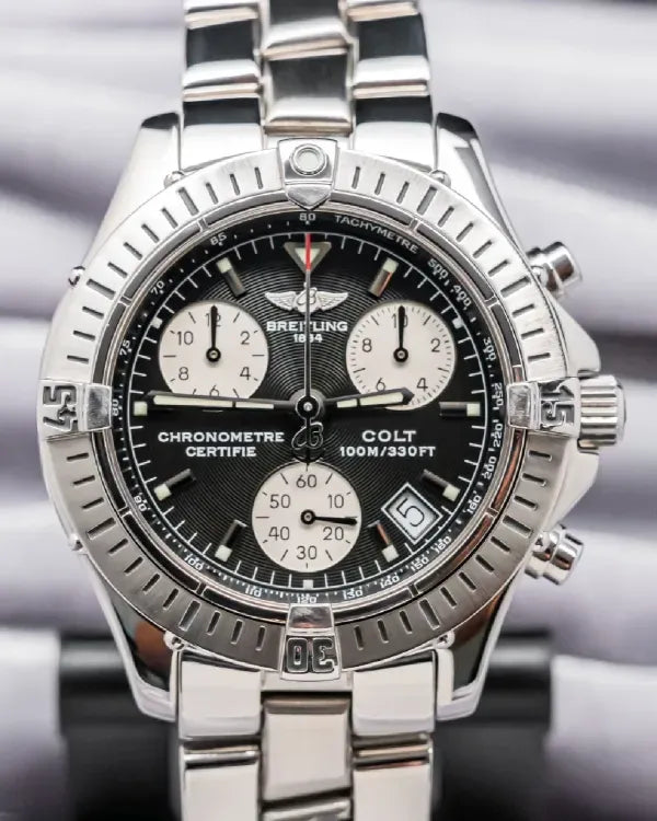 Breitling Colt Chronograph 38MM Black Dial Steel Bracelet (A73350)