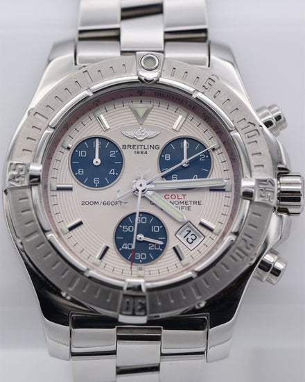 2008 Breitling Colt Chronograph 41.5MM Silver Dial Steel Bracelet (A73380)