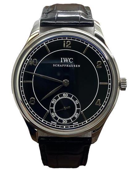 IWC Schaffhausen Portugieser Hand-Wound 1939 44MM Black Dial Leather Strap (IW544501)