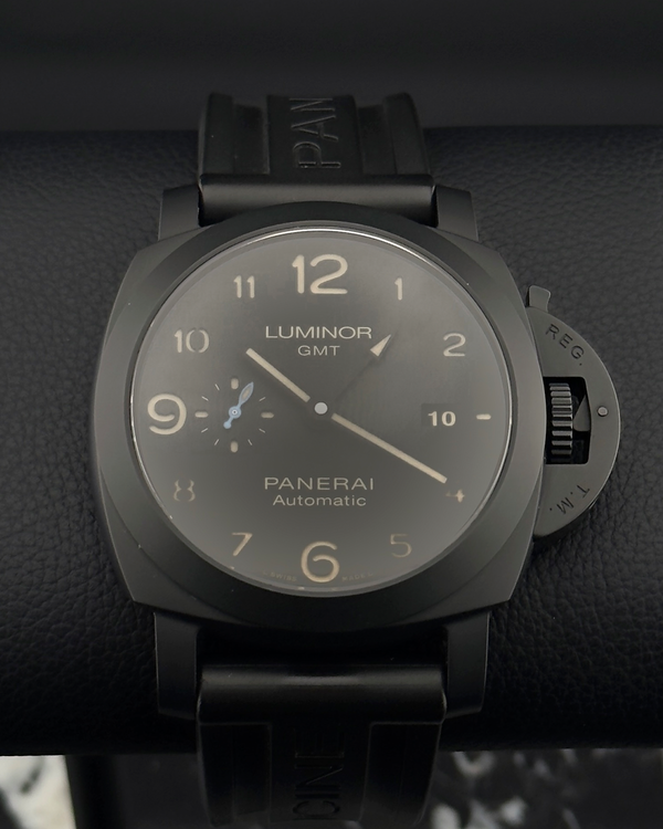 2020 Panerai Luminor 1950 3 Days GMT 44MM Black Dial Rubber Strap (PAM01441)