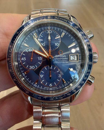 No Reserve - Omega Speedmaster Date 40MM Blue Dial Steel Bracelet (3212.80.00)