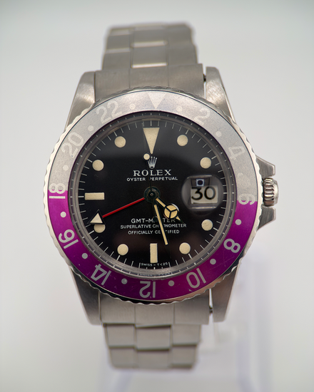 Rare 1968 Rolex GMT-Master "Pepsi Fuchia Faded" 40MM Black Dial Oyster Bracelet (1675)
