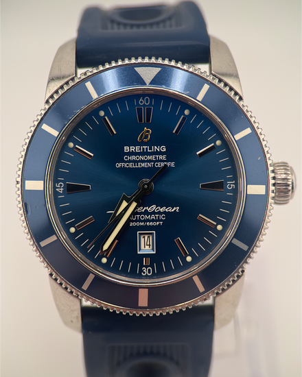No Reserve - Breitling Superocean Heritage 46MM Blue Dial Rubber Strap (A17320)