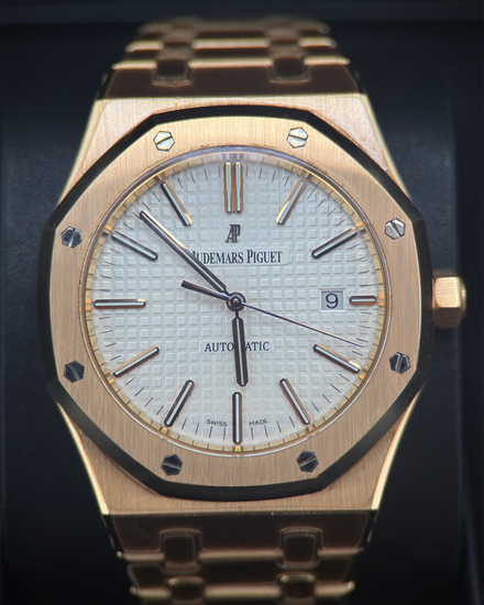 2017 Audemars Piguet Royal Oak 41MM Silver Dial Aftermarket Rose Gold Bracelet (15400OR.OO.D088CR.01)