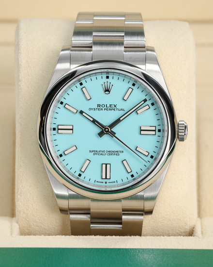 2020 Rolex Oyster Perpetual 41MM "Tiffany" Blue Dial Oyster Bracelet (124300)