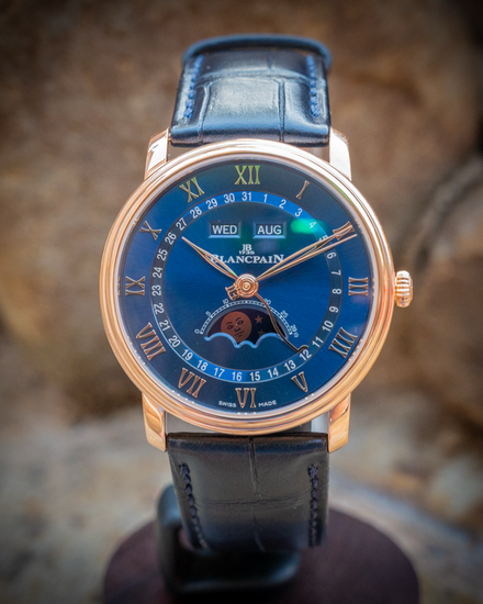 2023 Blancpain Villeret Quantième Complet 40MM Blue Dial Leather Strap (6654-3640-55B)
