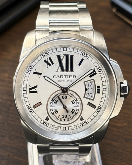 No Reserve - 2015 Cartier Calibre de Cartier 42MM Silver Dial Steel Bracelet (W7100015)