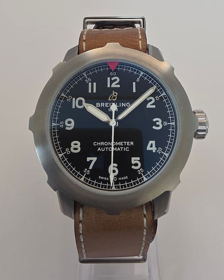 No Reserve - Breitling Aviator 8 46MM Black Dial Leather Strap (AB2040)