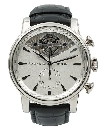 2018 Arnold & Son TEC1 Tourbillon Chronograph 44MM Silver Dial Leather Strap (1CTAG.S01A.C113G)