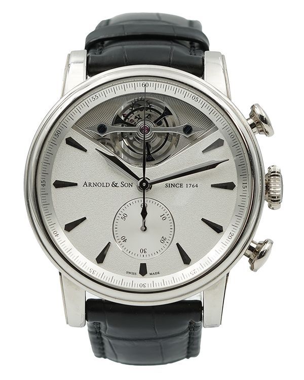 2018 Arnold & Son TEC1 Tourbillon Chronograph 44MM Silver Dial Leather Strap (1CTAG.S01A.C113G)