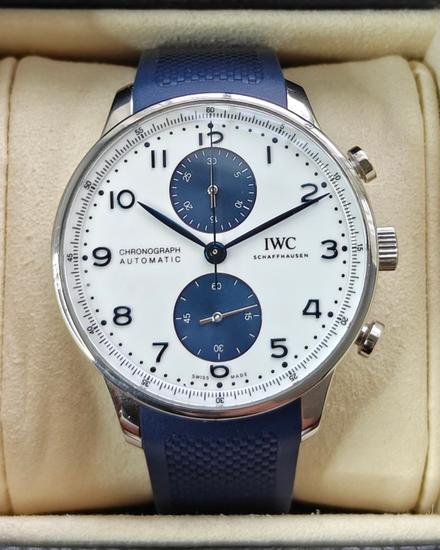 2023 IWC Schaffhausen Portuguese Chronograph Portugieser 41MM White Dial Rubber Strap (IW371620)