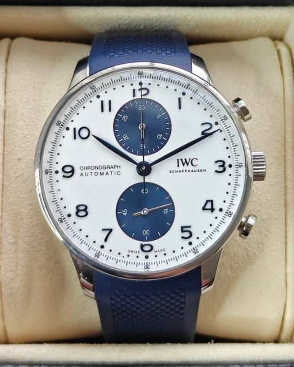 2023 IWC Schaffhausen Portuguese Chronograph Portugieser 41MM White Dial Rubber Strap (IW371620)
