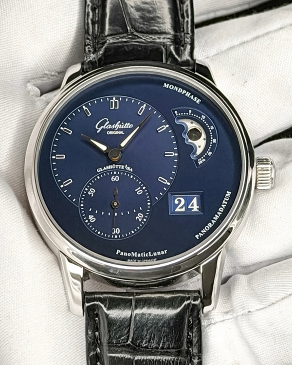 2025 Glashütte Original PanoMaticLunar 40MM Blue Dial Leather Strap (1-90-02-46-32-61)