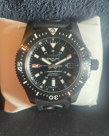 2018 Breitling Superocean 44MM Black Dial Rubber Strap (M1739313/BE92)