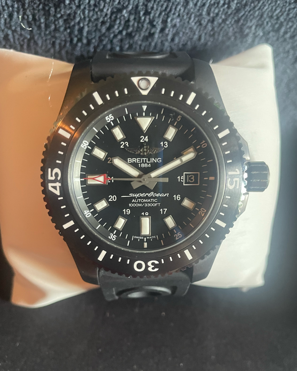 2018 Breitling Superocean 44MM Black Dial Rubber Strap (M1739313/BE92)