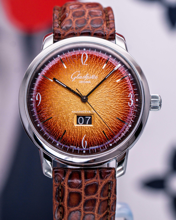 2024 Glashütte Original Sixties Panoramadatum 42MM Orange Dial Leather Strap  (2-39-47-09-02-04)