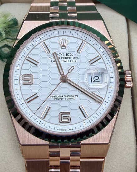 2026 Rolex Land-Dweller 40MM White Dial Rose Gold Flat Jubilee Bracelet (127335)