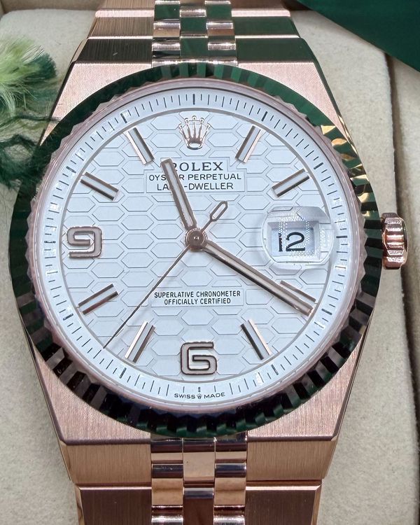 2026 Rolex Land-Dweller 40MM White Dial Rose Gold Flat Jubilee Bracelet (127335)