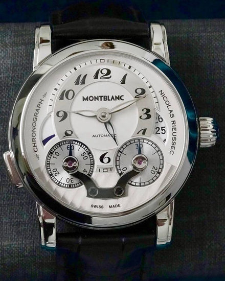 No Reserve - 2016 Montblanc Nicolas Rieussec Chronograph 42MM Silver Dial Leather Strap (U0106595)