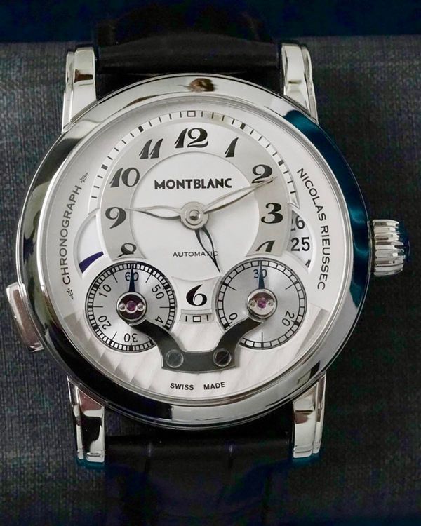 No Reserve - 2016 Montblanc Nicolas Rieussec Chronograph 43MM Silver Dial Leather Strap (U0106595)